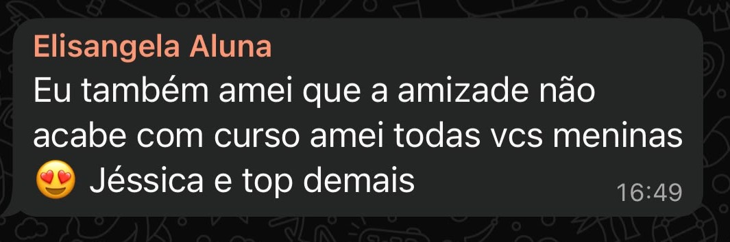 Recomendação e agradecimento de aluno sobre o suporte pedagógico